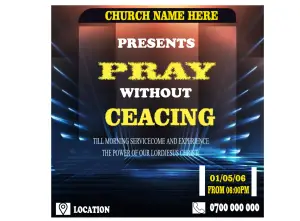 Pray Without Ceasing Church Flyer Template kenya – Prayer & Worship Event Kenya template