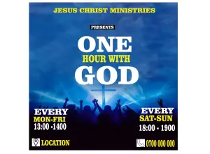 One Hour With God Revival Flyer Template – Church Prayer & Worship Event Design template