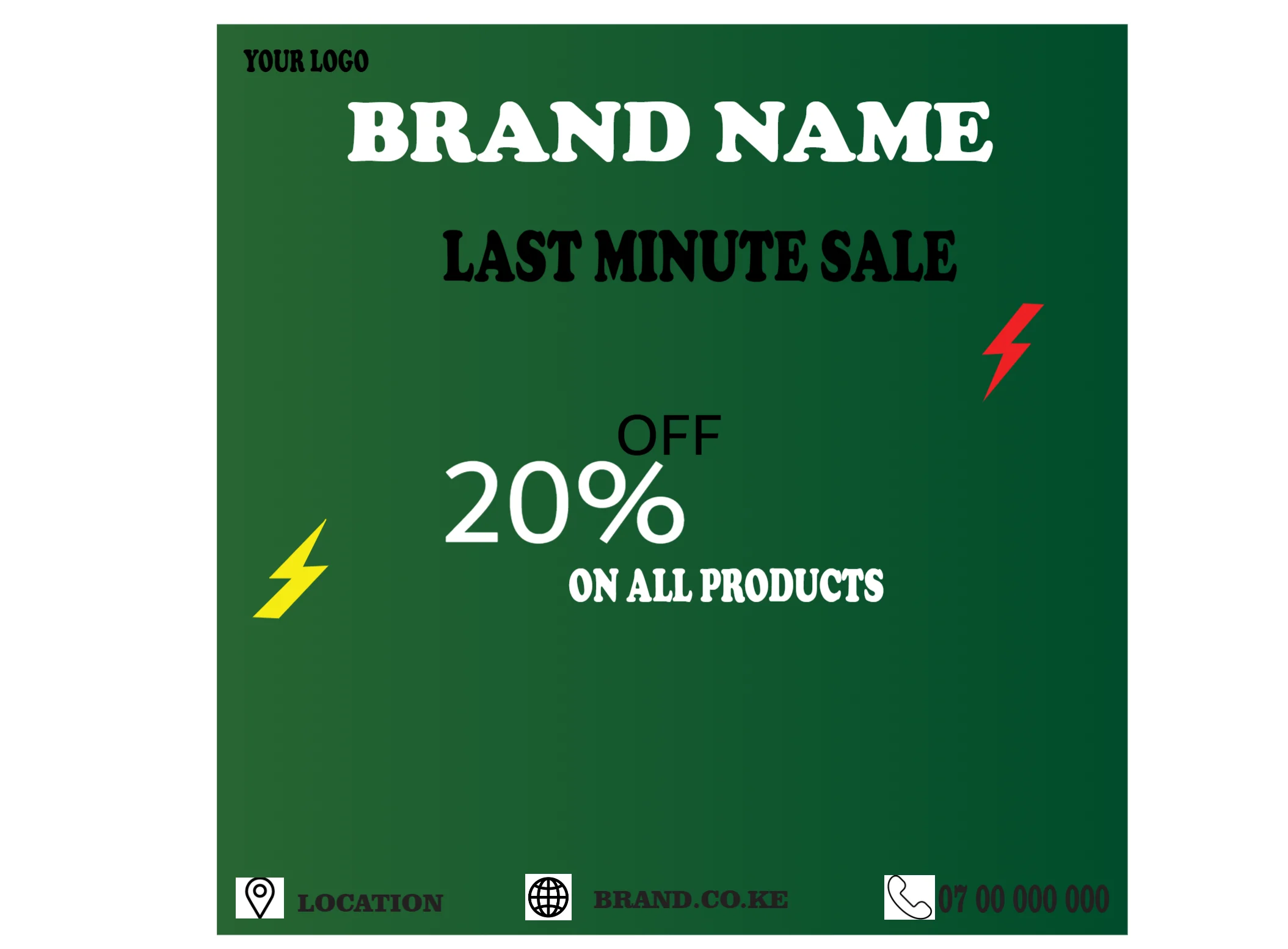 Last Minute Sale Social Media Post Template – Editable Urgent Sales Promotion Design