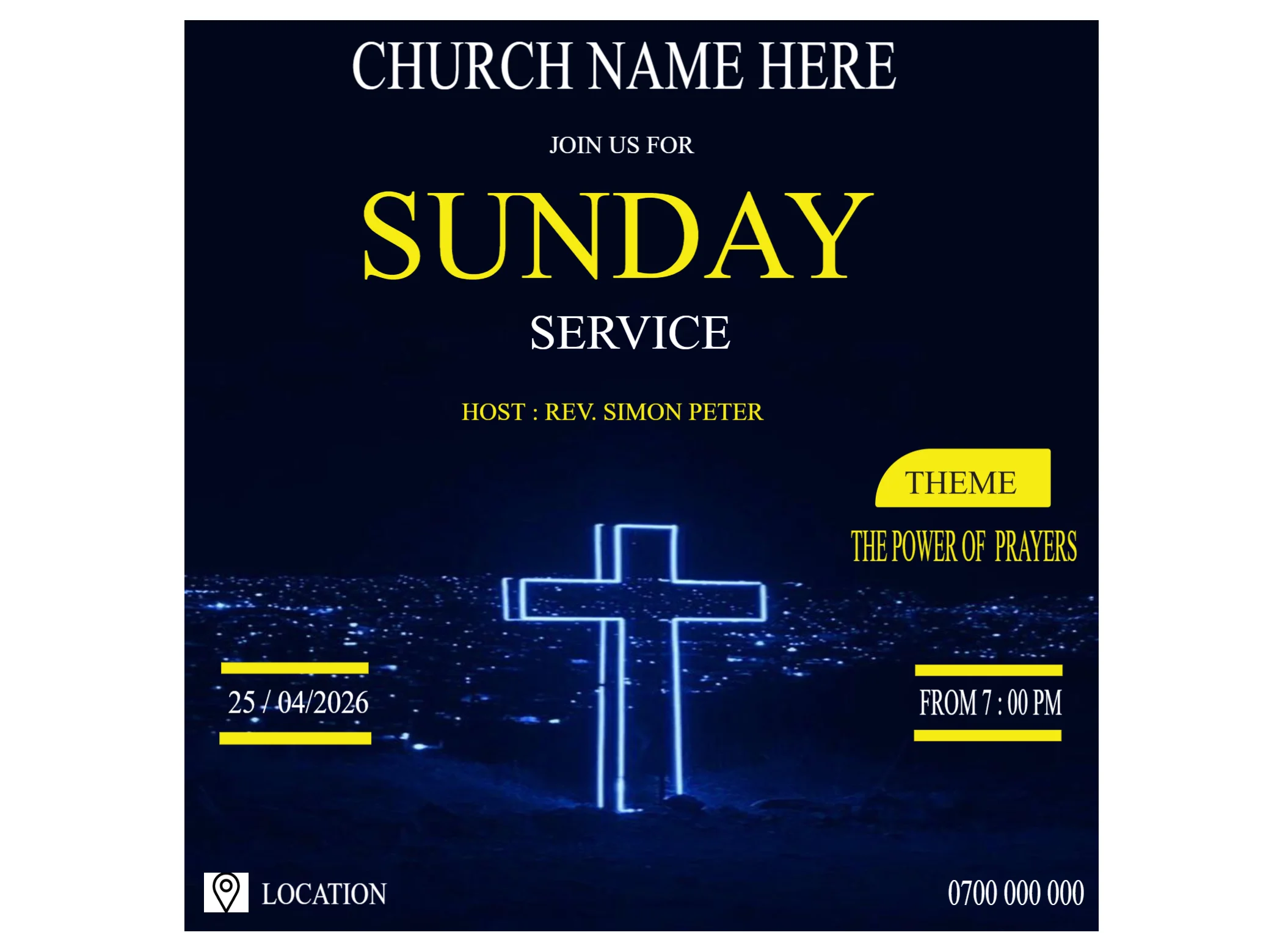 Sunday Service Flyer Template – Church Worship & Invitation Event Design