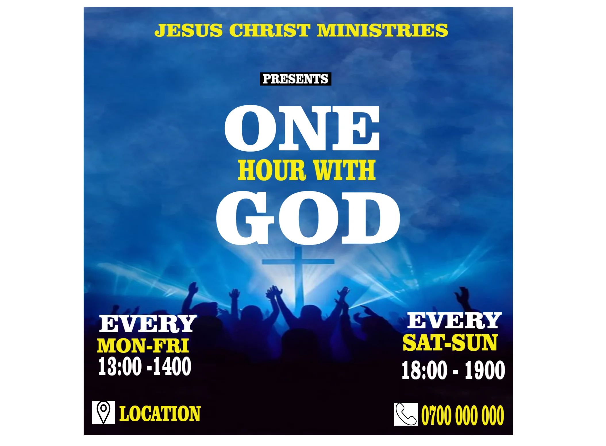 One Hour With God Revival Flyer Template – Church Prayer & Worship Event Design - Flyers Design Template | Editable Professional Business Poster