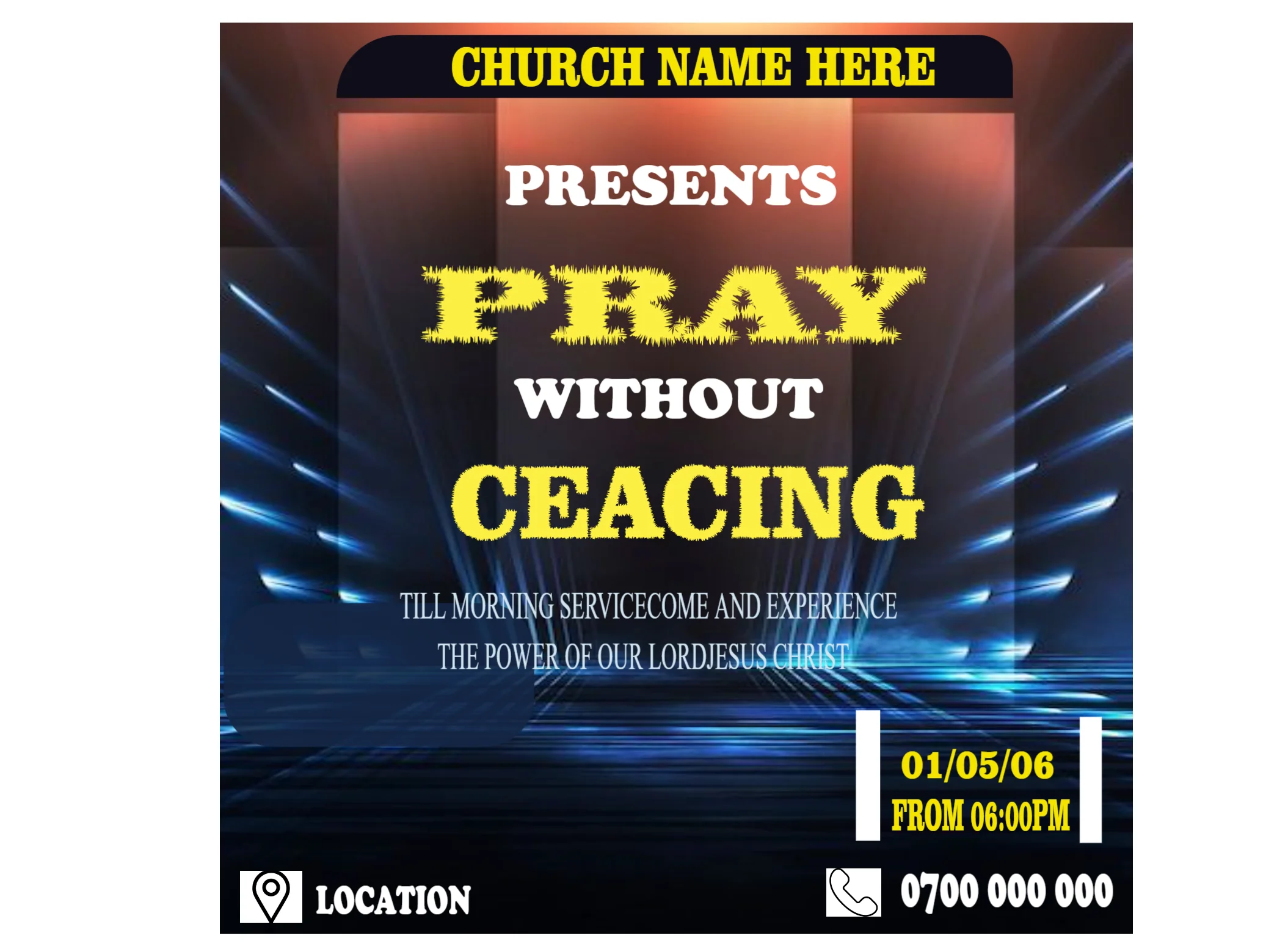 Pray Without Ceasing Church Flyer Template kenya – Prayer & Worship Event Kenya - Flyers Design Template | Editable Professional Business Poster
