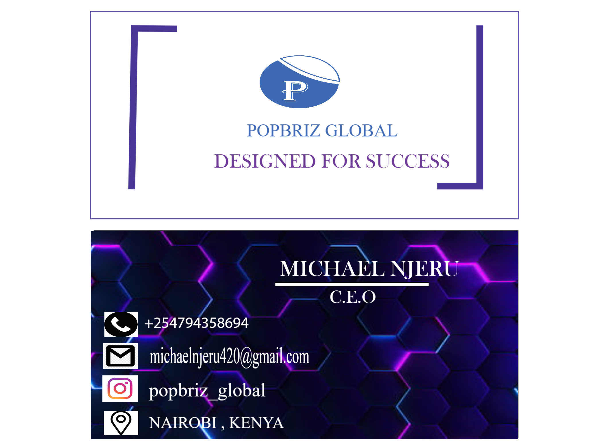 Professional Business Card Designs Kenya & East Africa - Business Cards Template | PopBriz
