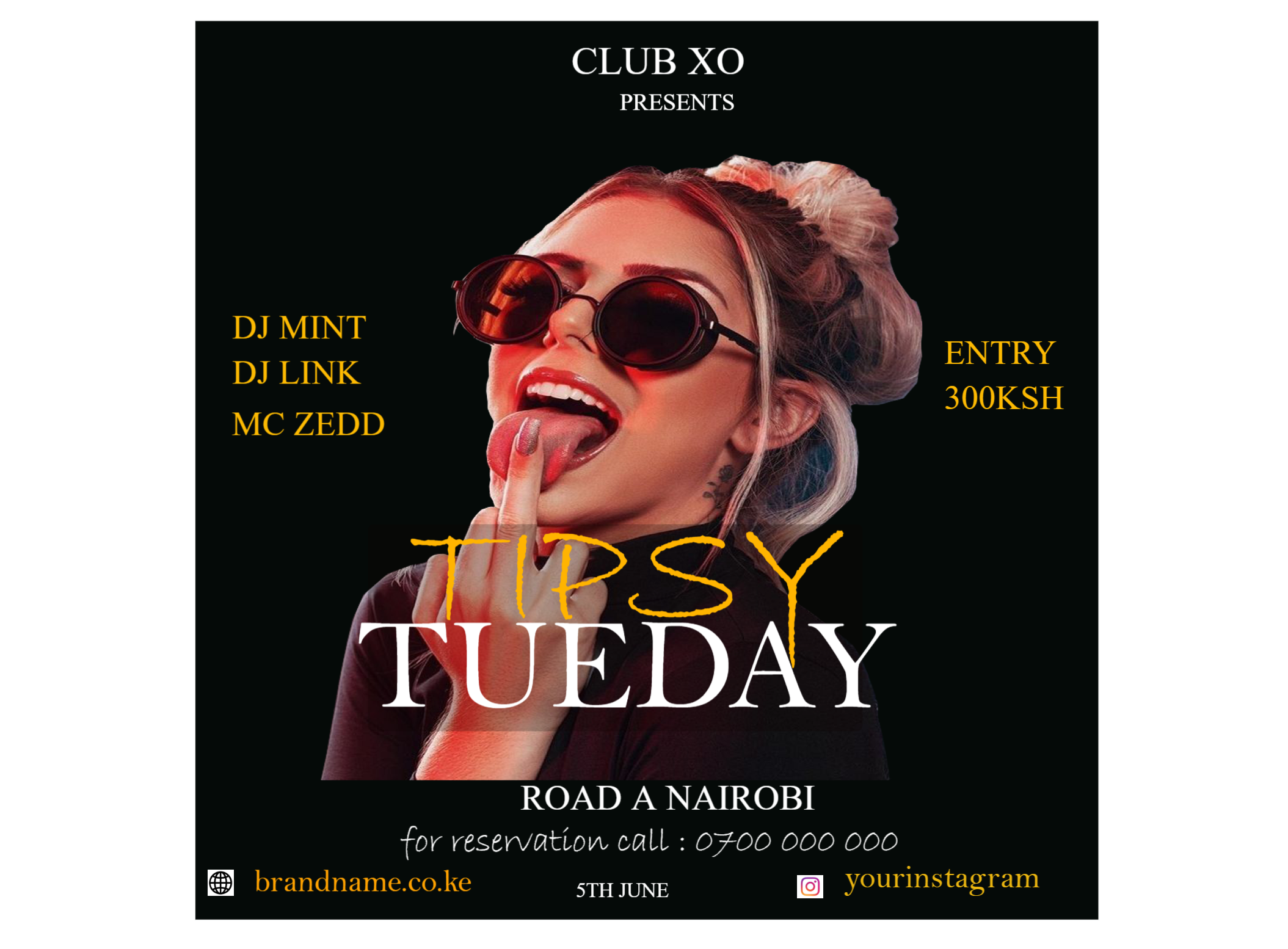 Tipsy Tuesday Party Flyer Nairobi Kenya - Flyers Design Template | Editable Professional Business Poster